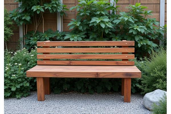 再利用された木材で作られたおしゃれなガーデンベンチ